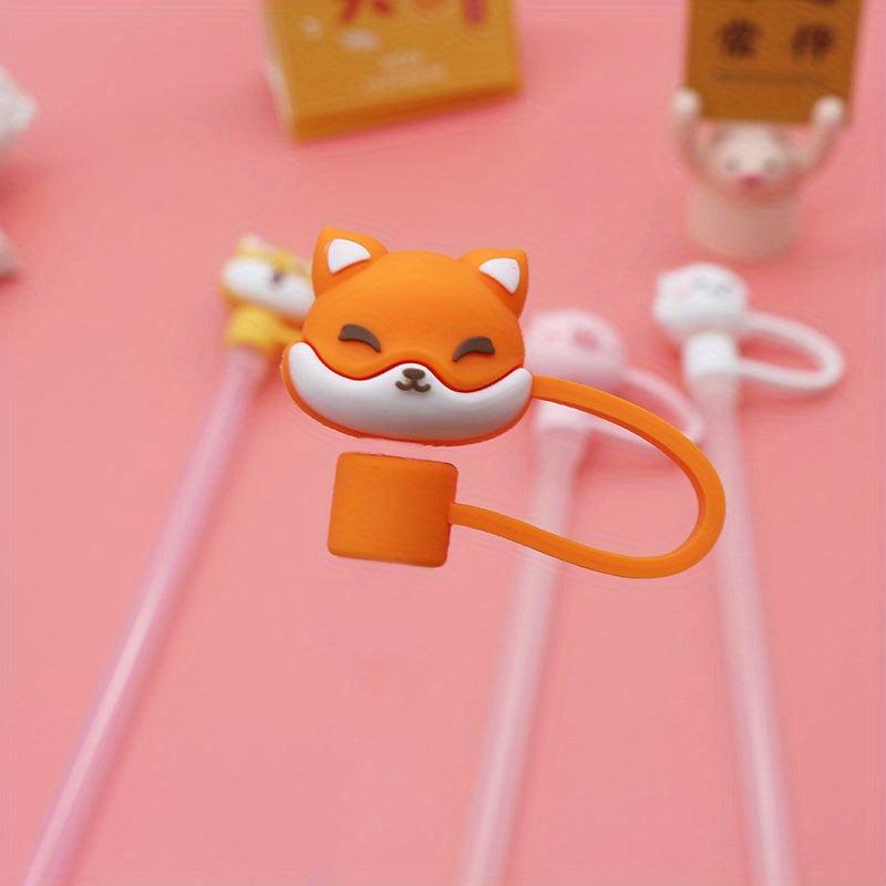 Cartoon Animal Silicone Straw Tips Cover - Reusable Drinking Straw Lids