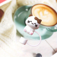 Cartoon Animal Silicone Straw Tips Cover - Reusable Drinking Straw Lids