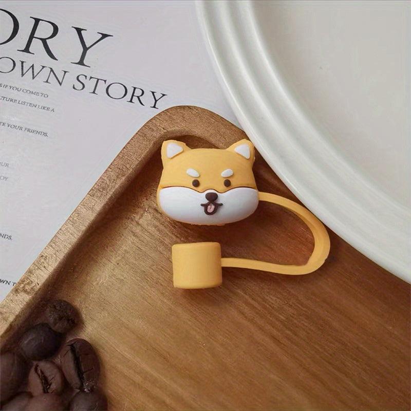 Cartoon Animal Silicone Straw Tips Cover - Reusable Drinking Straw Lids