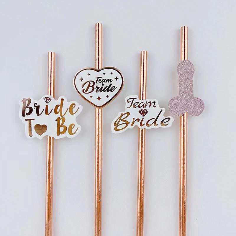 Team Bride Straws Disposable Paper Straws Glossy Drinking Straws Summer Drinkwar