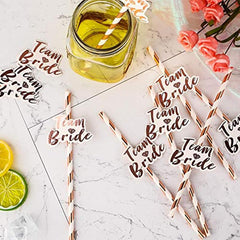 Team Bride Straws Disposable Paper Straws Glossy Drinking Straws Summer Drinkwar