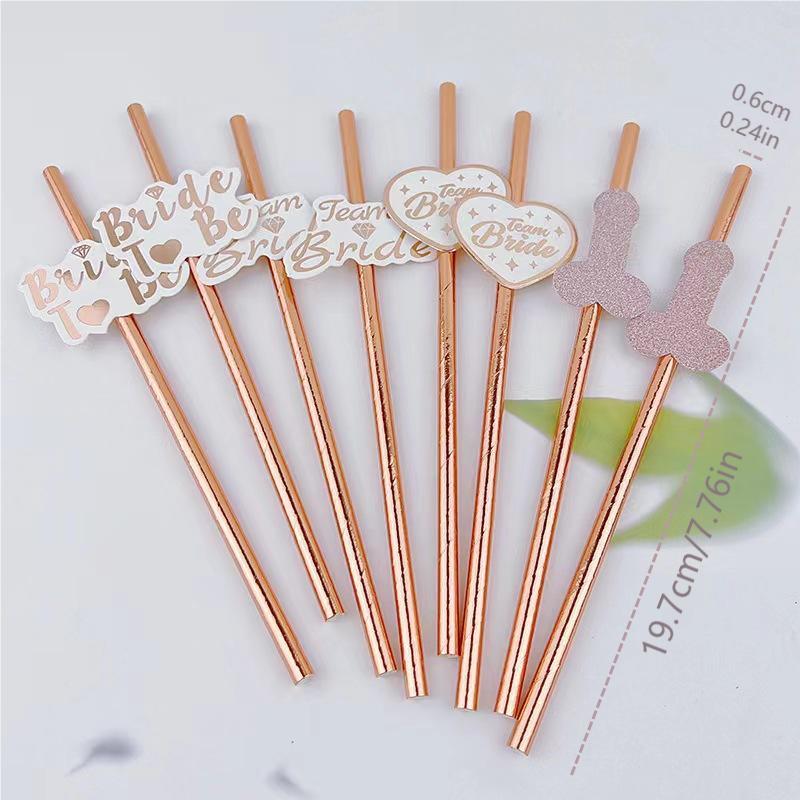 Team Bride Straws Disposable Paper Straws Glossy Drinking Straws Summer Drinkwar