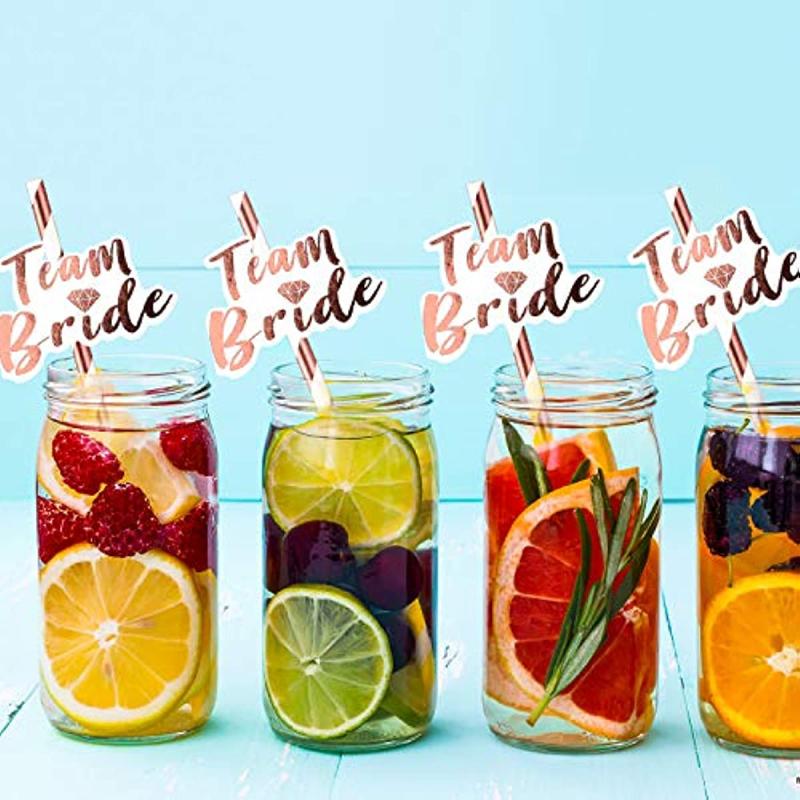 Team Bride Straws Disposable Paper Straws Glossy Drinking Straws Summer Drinkwar