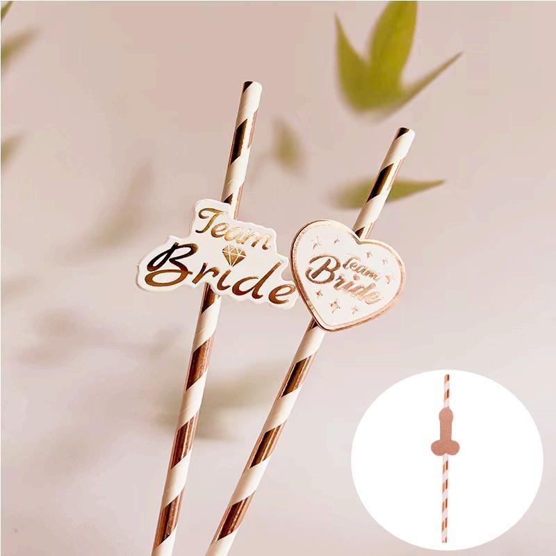 Team Bride Straws Disposable Paper Straws Glossy Drinking Straws Summer Drinkwar