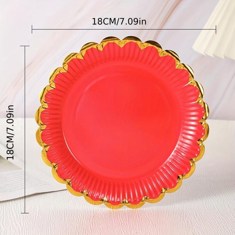 10pcs Monochrome Bronzing Lace Paper Plates 7 inch