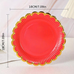 10pcs Monochrome Bronzing Lace Paper Plates 7 inch