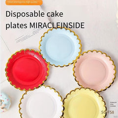 10pcs Monochrome Bronzing Lace Paper Plates 7 inch