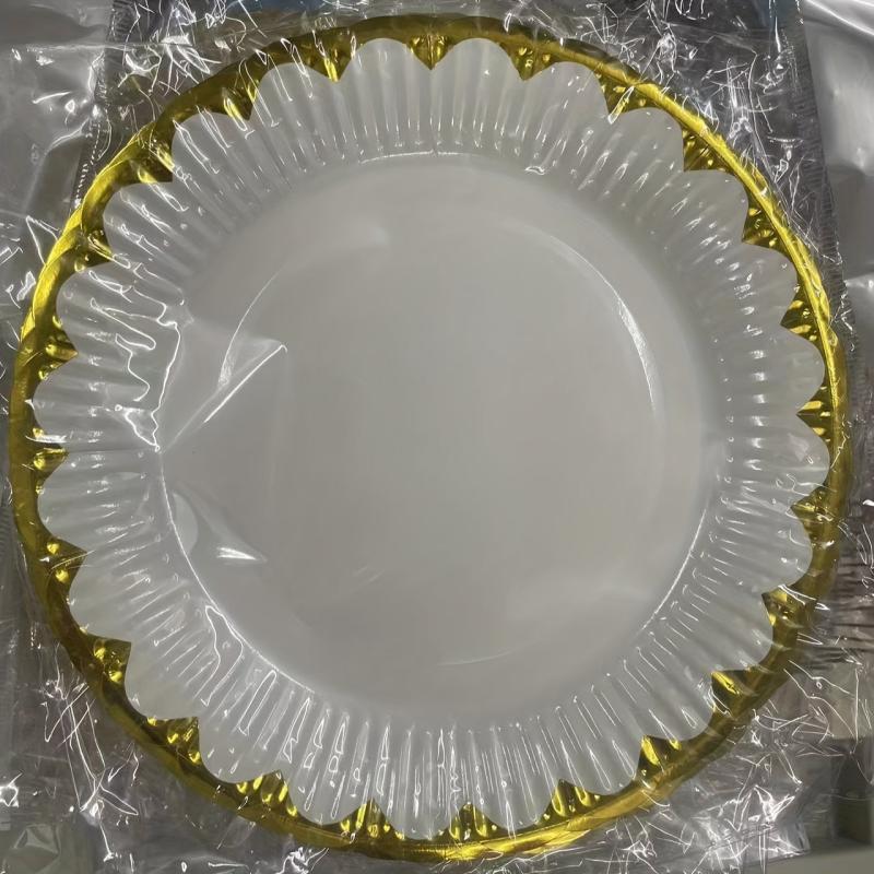 10pcs Monochrome Bronzing Lace Paper Plates 7 inch