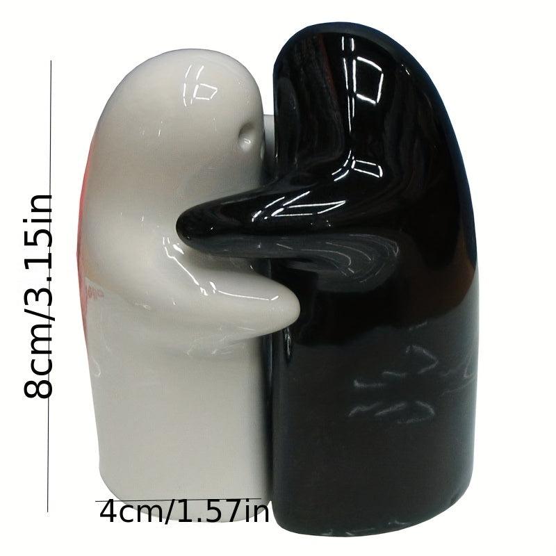 2pcs Ceramic Bottle Set Salt Pepper Shaker Seasoning Rack