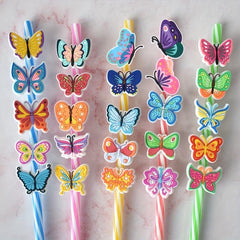 25pcs Colorful Butterflies Straw Toppers for Tumblers