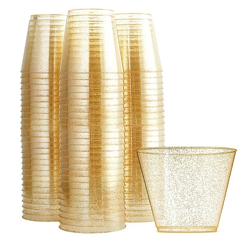 10pcs Glitter Disposable Cups 9oz Plastic Shot Glasses for Parties Wedding