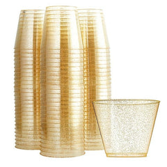 10pcs Glitter Disposable Cups 9oz Plastic Shot Glasses for Parties Wedding