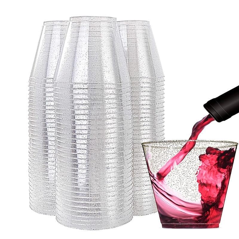 10pcs Glitter Disposable Cups 9oz Plastic Shot Glasses for Parties Wedding
