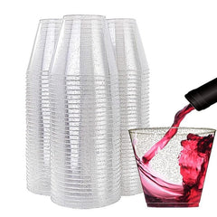 10pcs Glitter Disposable Cups 9oz Plastic Shot Glasses for Parties Wedding