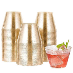 10pcs Glitter Disposable Cups 9oz Plastic Shot Glasses for Parties Wedding
