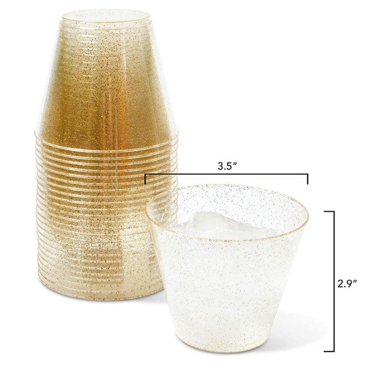 10pcs Glitter Disposable Cups 9oz Plastic Shot Glasses for Parties Wedding