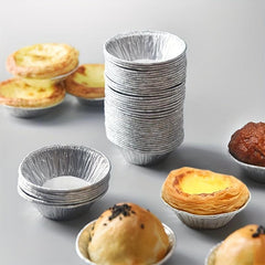 50pcs Disposable Aluminum Foil Round Egg Tart Cups