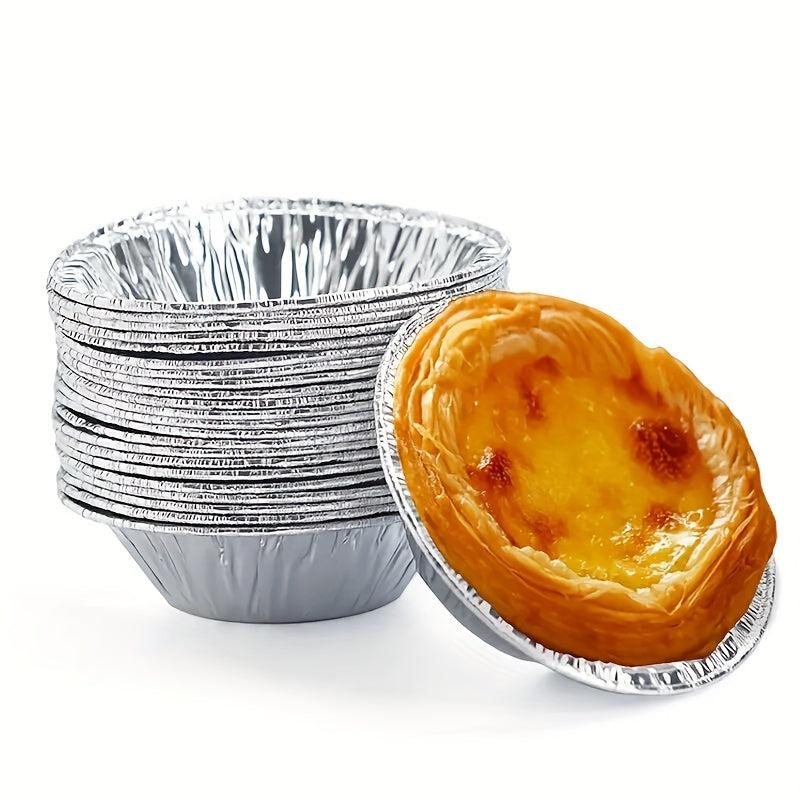 50pcs Disposable Aluminum Foil Round Egg Tart Cups