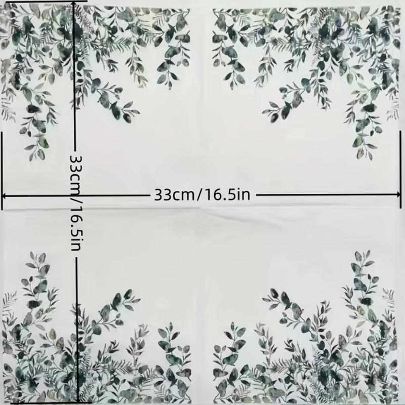 20 Pack Fine Leaf Printed Disposable Napkins Soft Absorbent Handkerchiefs