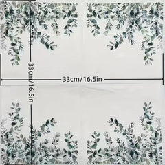 20 Pack Fine Leaf Printed Disposable Napkins Soft Absorbent Handkerchiefs