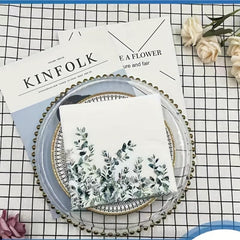 20 Pack Fine Leaf Printed Disposable Napkins Soft Absorbent Handkerchiefs