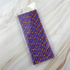 25pcs Halloween Paper Straws Pumpkin Bat Spider Web Pattern Straws