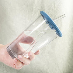 Silicone Cup Lid Glass Drink Cover with Straw Hole