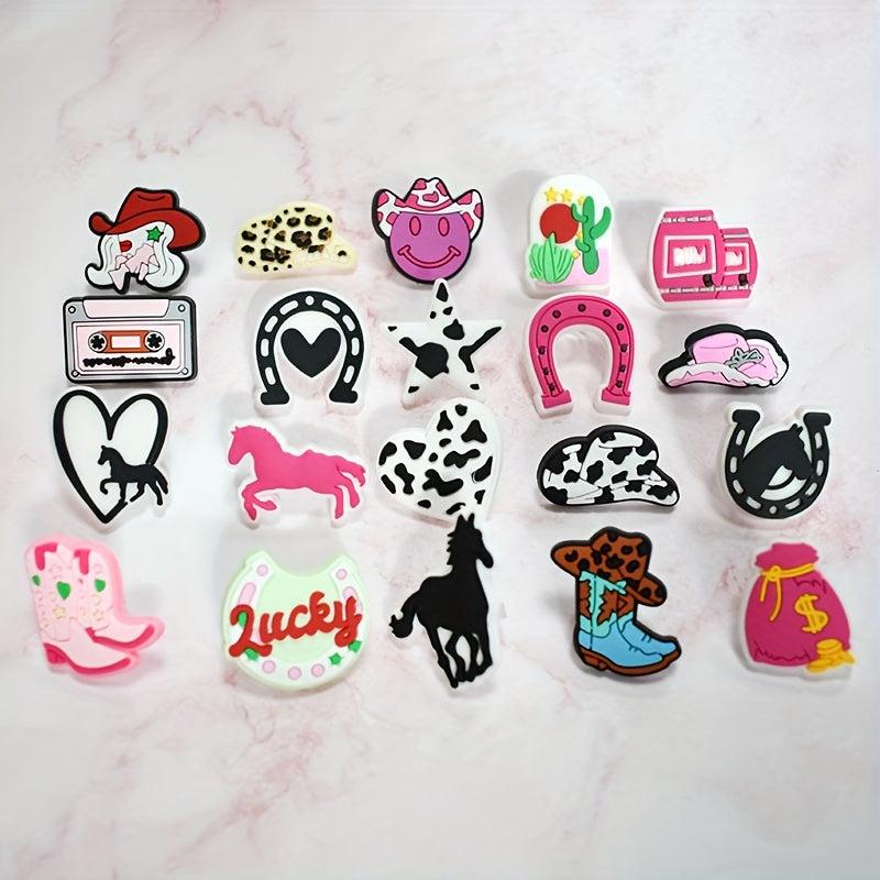 20PCS Cowgirl Straw Toppers Pink Cow Girl Party Decorations