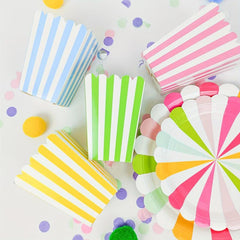 12 Pcs Striped Paper Popcorn Boxes Candy Box Picnic Snacks Boxes