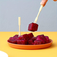 50pcs Bamboo Fruit Forks Cake Dessert Mini Forks For Appetizer Party