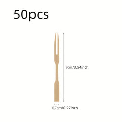 50pcs Bamboo Fruit Forks Cake Dessert Mini Forks For Appetizer Party