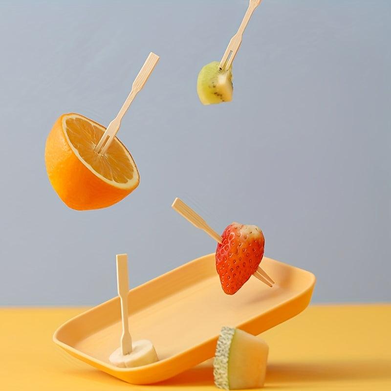 50pcs Bamboo Fruit Forks Cake Dessert Mini Forks For Appetizer Party