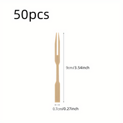 50pcs Bamboo Fruit Forks Cake Dessert Mini Forks For Appetizer Party