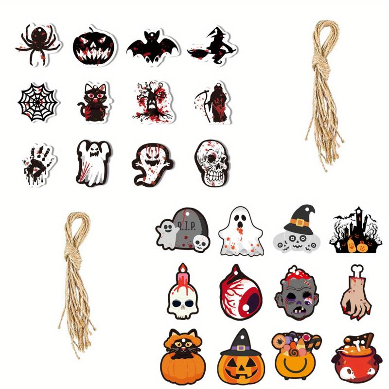 12pcs Halloween Tree Decorative Hanging Stickers Pumpkin Ghost Ornaments
