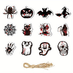 12pcs Halloween Tree Decorative Hanging Stickers Pumpkin Ghost Ornaments
