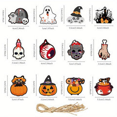 12pcs Halloween Tree Decorative Hanging Stickers Pumpkin Ghost Ornaments
