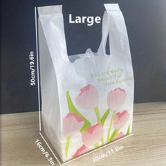 50pcs Tulip Shopping Bags With Handles Disposable Grocery Bags