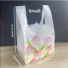 50pcs Tulip Shopping Bags With Handles Disposable Grocery Bags