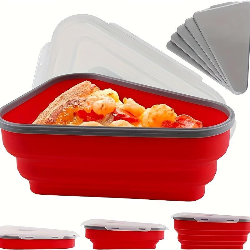 Pizza Storage Container w/ 5 Microwavable Trays Expandable Silicone Slice Keeper