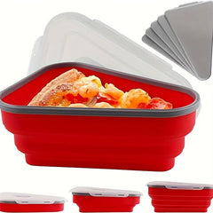 Pizza Storage Container w/ 5 Microwavable Trays Expandable Silicone Slice Keeper
