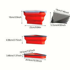 Pizza Storage Container w/ 5 Microwavable Trays Expandable Silicone Slice Keeper