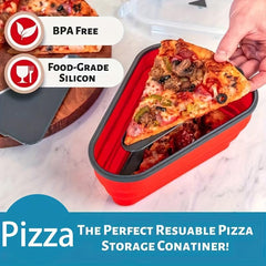 Pizza Storage Container w/ 5 Microwavable Trays Expandable Silicone Slice Keeper