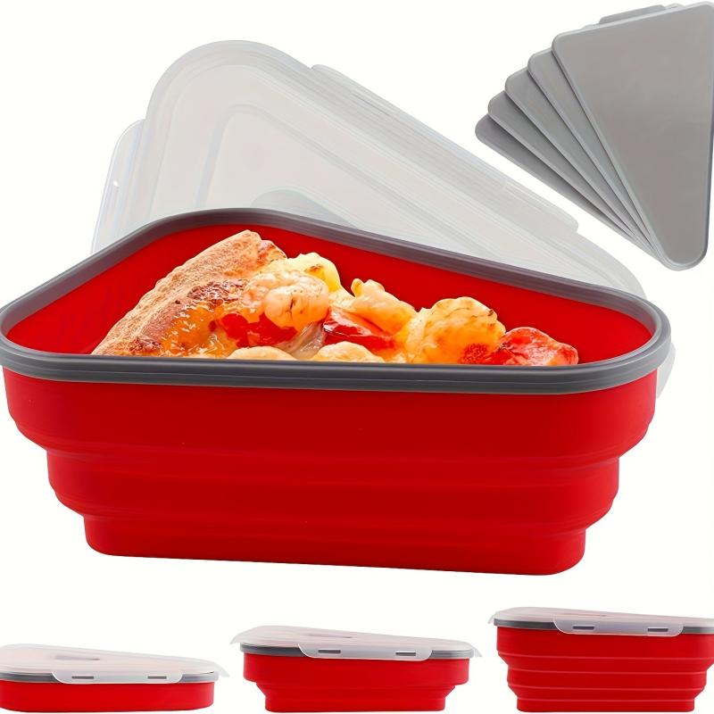 Pizza Storage Container w/ 5 Microwavable Trays Expandable Silicone Slice Keeper