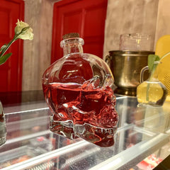 Skull Decanter Crystal Glass Liquor Bottle with Wooden Stopper
