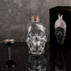 Skull Decanter Crystal Glass Liquor Bottle with Wooden Stopper