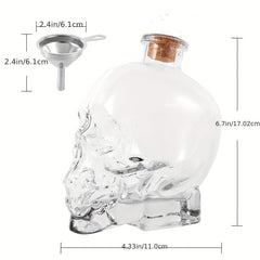 Skull Decanter Crystal Glass Liquor Bottle with Wooden Stopper