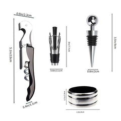 Wine Bottle Opener Set with Stainless Steel Opener, Stopper, Aerator Pourer