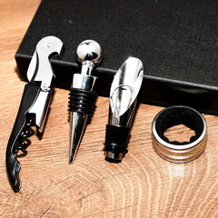 Wine Bottle Opener Set with Stainless Steel Opener, Stopper, Aerator Pourer