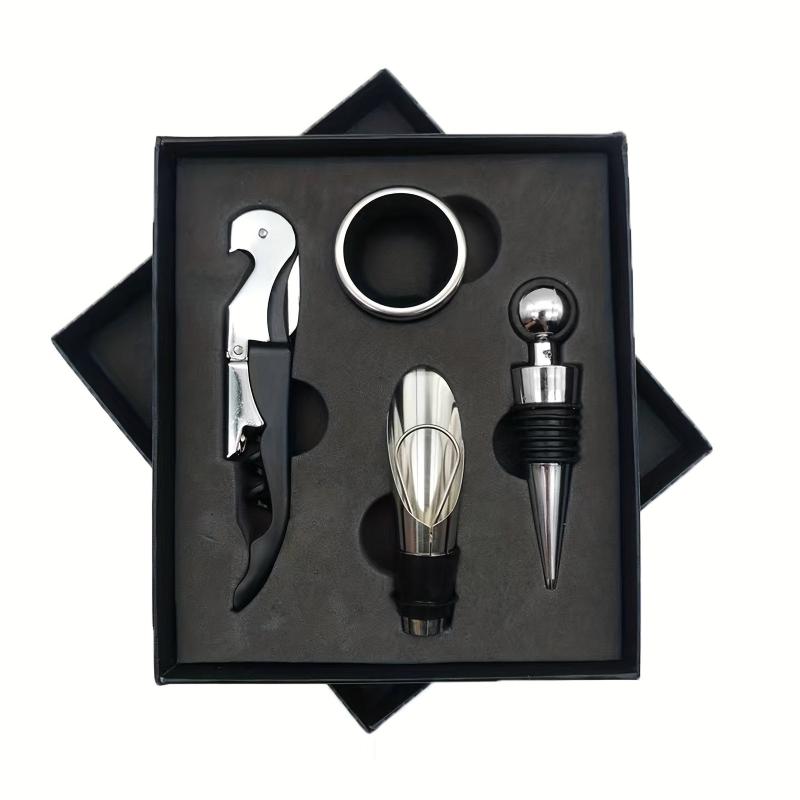 Wine Bottle Opener Set with Stainless Steel Opener, Stopper, Aerator Pourer