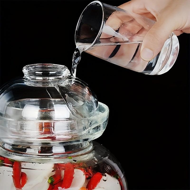 Chinese Glass Pickle Jar 1500ml Fermentation Jar with Water Seal